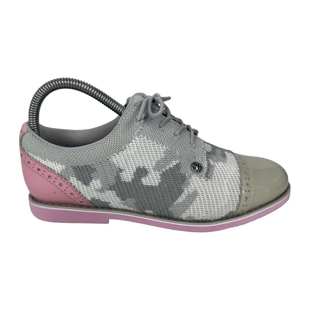 G/FORE Ghost Cap Toe Gallivanter Golf Shoes Gray Pink Oxford Camo Womens US 7.5